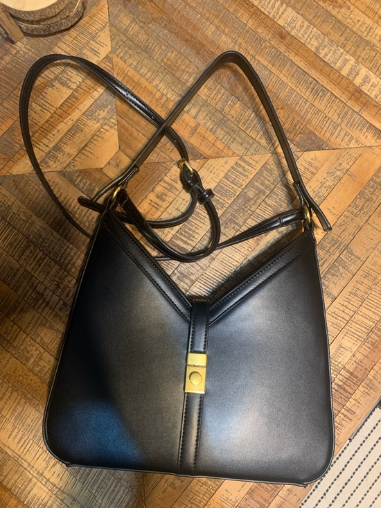 Miztique Handbags - Miztique Black Faux Leather Shoulder Bag with Gold Accent